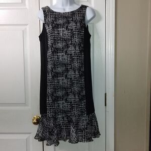 MSK black white sleeveless party night out midi dress Sz 6 NWOT